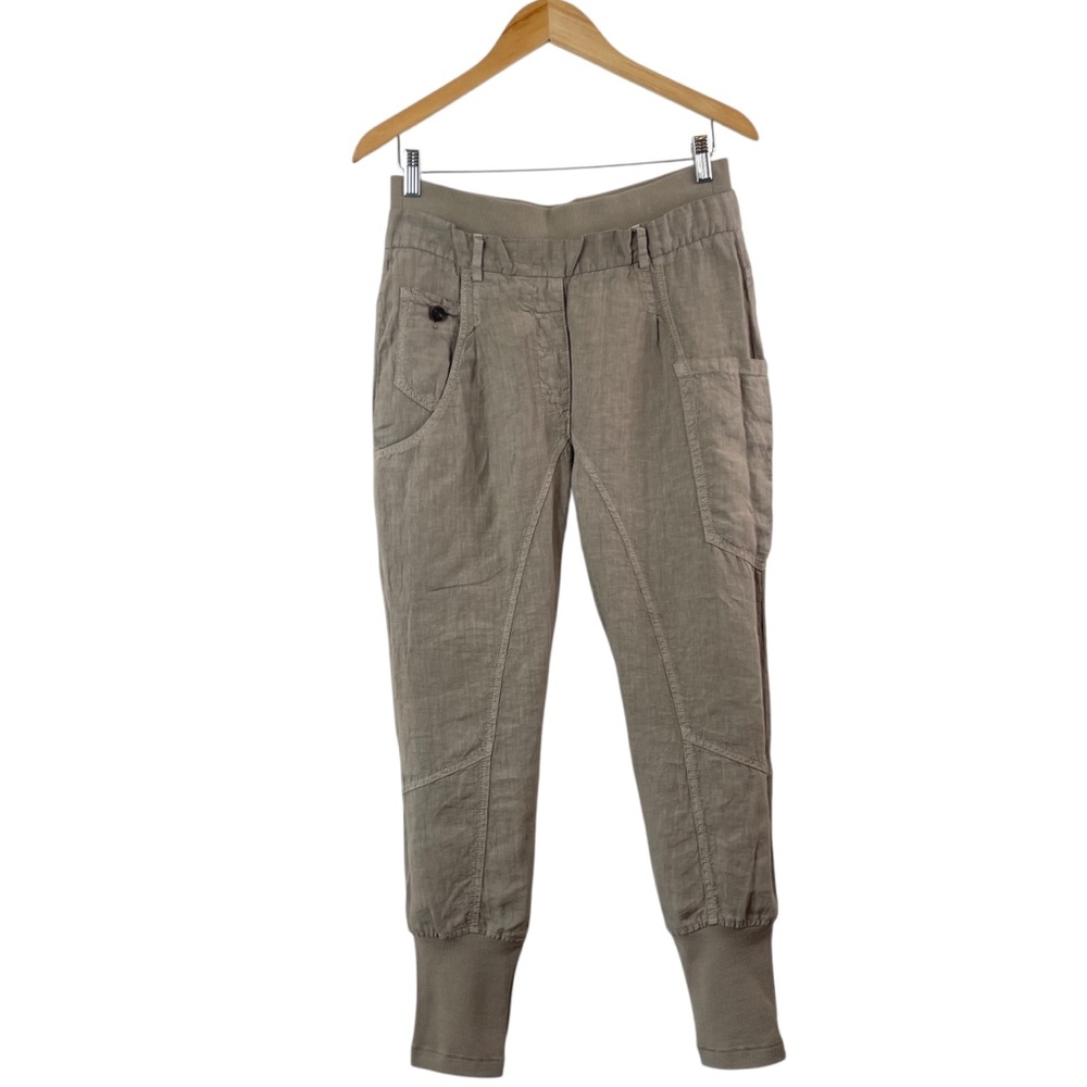 Gunex for Brunello Cucinelli Vintage Women's Linen Pull-On Tapered Ankle Pants